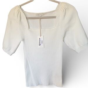 Z Supply Women's White Ribbed Blouse